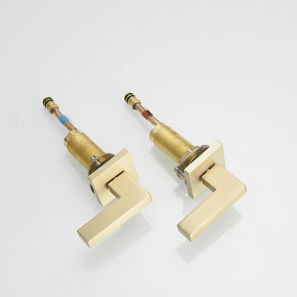 Brushed Gold Modern Widespread Bathroom Faucet with Lever Handles
