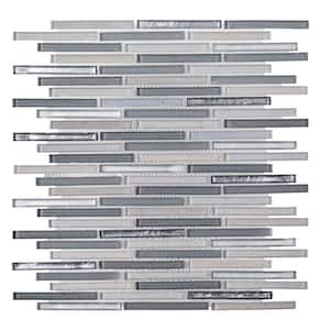 Mirage Gray 11 in. x 11.75 in. Interlocking Glass Mosaic Wall Tile (13.46 sq. ft./Case)