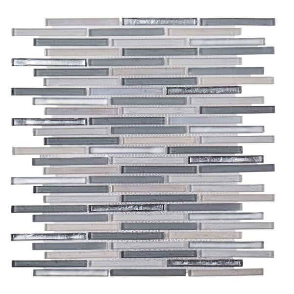 Mirage Gray 11 in. x 11.75 in. Interlocking Glass Mosaic Wall Tile (13.46 sq. ft./Case)