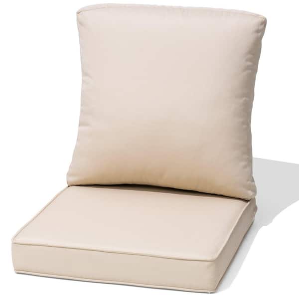 21 x 22 in. Beige Water-Resistant and Fade-Resistant Outdoor Cushions for Patio Furniture