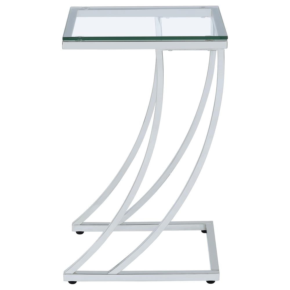 Cayden Contemporary Chrome and Clear Glass Accent Table