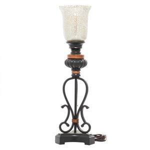 8 in. x 26 in. Touch of Glass Frosted Inverted Bell Metal and Glass Uplight