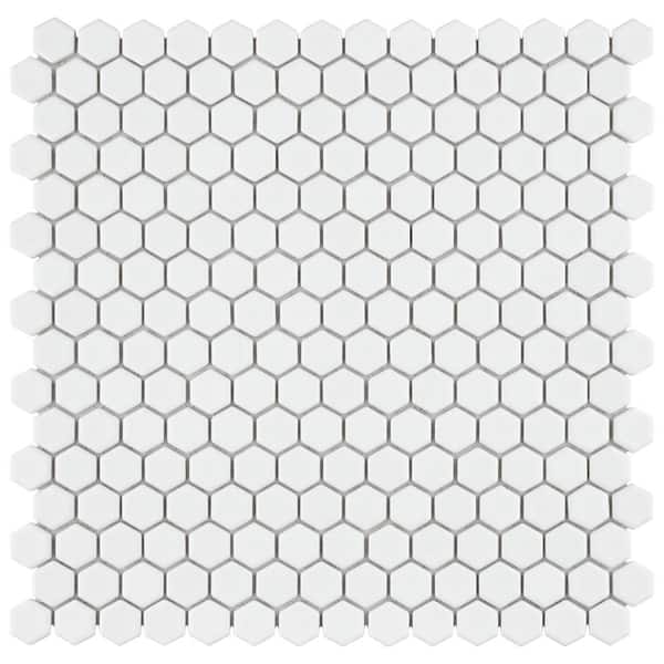Colmena Hex Matte White 11-1/2 in. x 11-5/8 in. Porcelain Mosaic Tile (4.75 sq. ft. /Case)