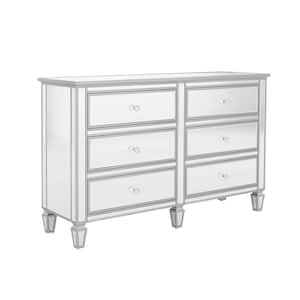 Modern 6-Drawers Silver Dresser (56.1 in. W x 18.1 in. D x 36.4 in. H)