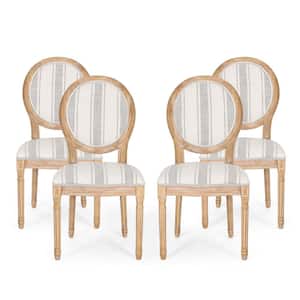 Karter Gray Stripes and Light Beige Upholstered Dining Chair (Set of 4)