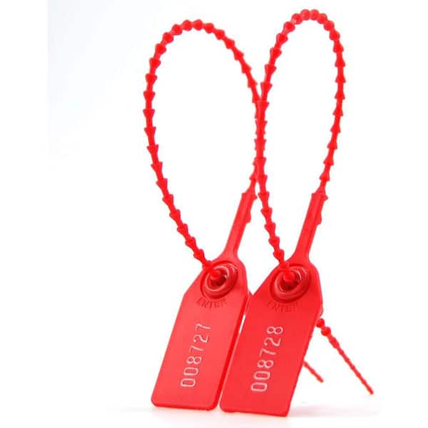 Unbranded Plastic Tamper Seals Numbered Zip Ties for Fire Extinguisher Security Tags Self Locking 250mm Red 100 Pack