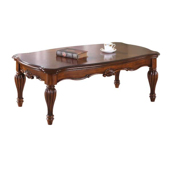 HomeRoots 52 in. Cherry Rectangle Wood Coffee Table