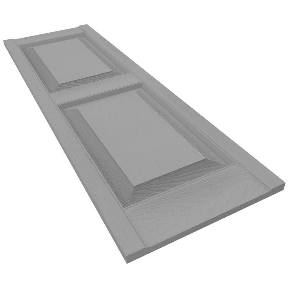 12"W x 57"H Gray Vinyl Raised Panel Shutters, Paintable