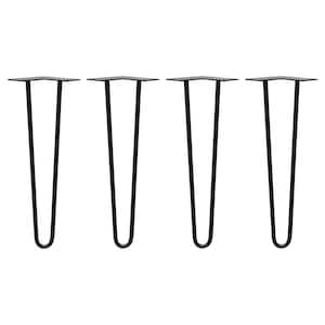 16 in. Black Steel 2-Rod Hairpin Leg (4-Pack)