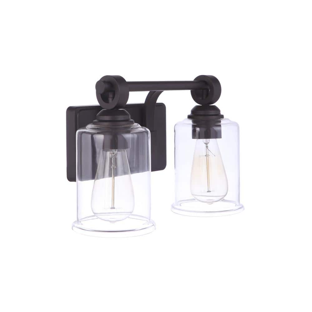 Romero 13.75 in. 2 Light Espresso Finish Vanity Light with Clear Glass Shade price history on PriceWatchPro