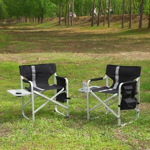 2-Piece Folding Outdoor Chair for Indoor Outdoor Camping Patio, Black/Gray