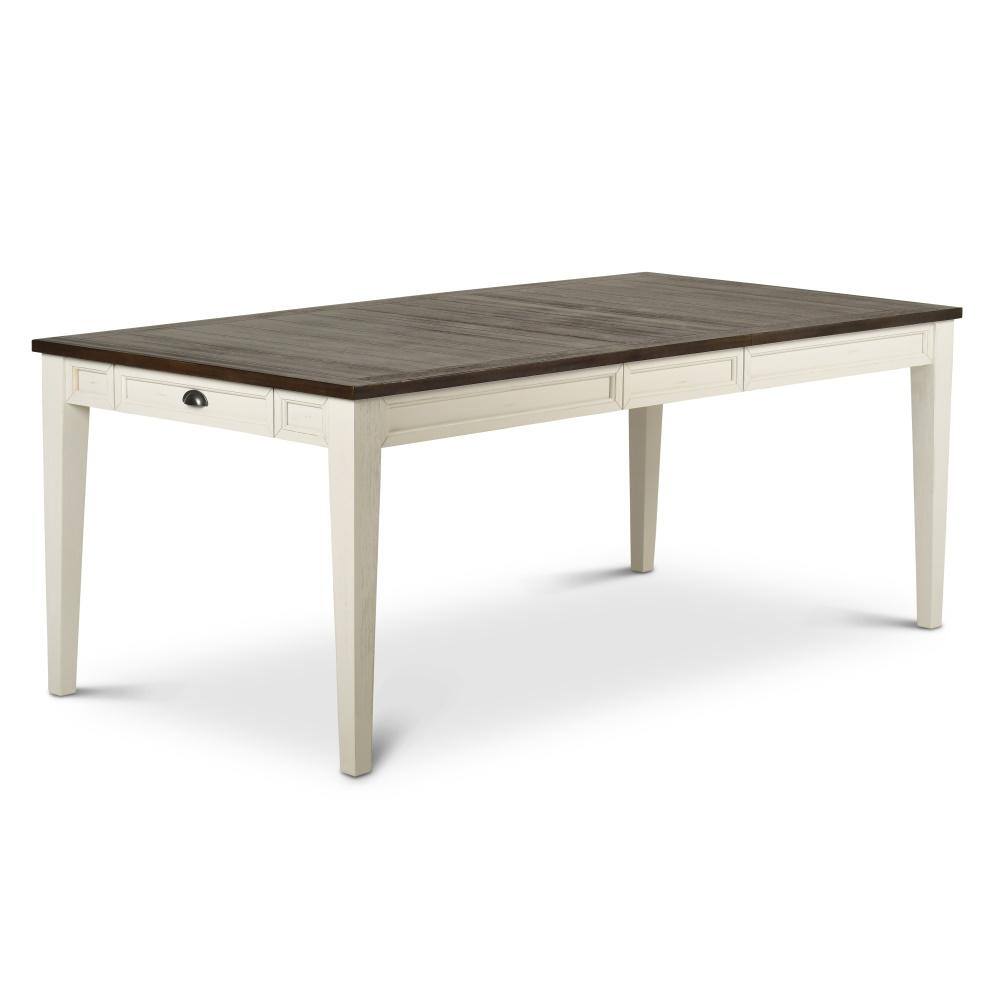 Cayla Dark Oak and White Extendable Farmhouse Dining Table