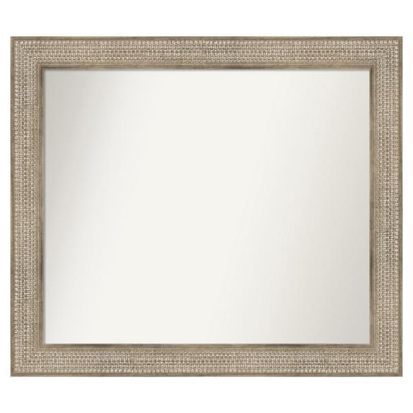Amanti Art Trellis Silver 38 in. x 33 in. Custom Non-Beveled Wood Framed Bathroom Vanity Wall Mirror