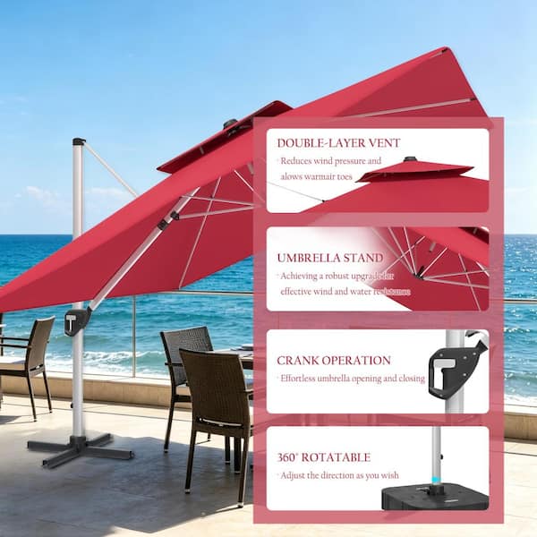 11 double layer patio umbrella Tangkula Piece Wicker Dining Set w/Double-Sided Patio Umbrella, Turquoise + Off White togethers and parties 11 Pieces Patio Dining Set
