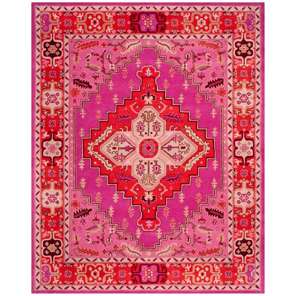 Bellagio Red and Pink Wool 6' x 9' Handmade Tufted Area Rug
