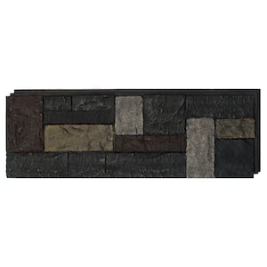 15 in. x 43 in. Castle Rock Ashford Charcoal Faux Stone Siding Panel (4-Pack)