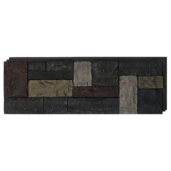 NextStone 15 in. x 43 in. Castle Rock Ashford Charcoal Faux Stone Siding Panel (4-Pack)