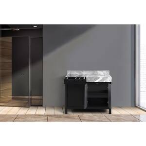 Zilara 42 in x 22 in D Black and Grey Bath Vanity and Castle Grey Marble Top