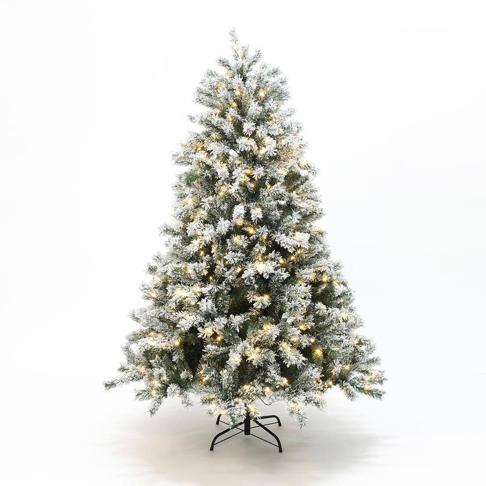 6.5 ft. PreLit Snow Flocked Full Fir Artificial Christmas Tree with 8 Light Functions price history on PriceWatchPro