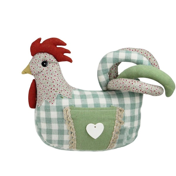 Northlight 9.5 in. Country Farmhouse Plaid Fabric Rooster Spring Decoration