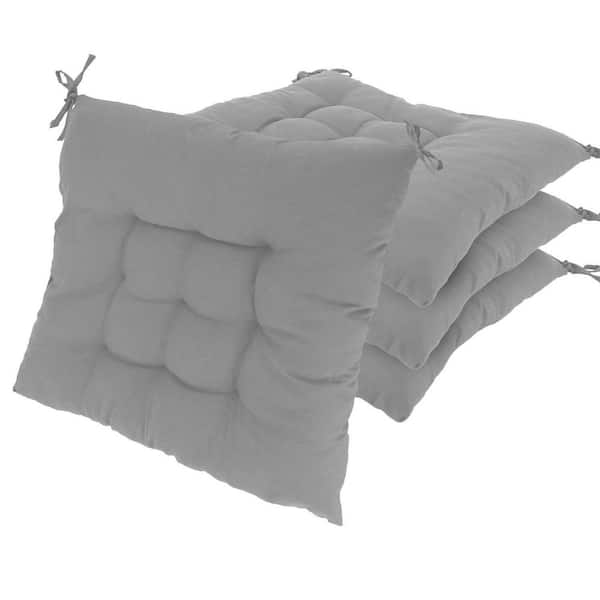 Thickened Non-Waterproof Grey Square Outdoor Seat Cushion (4-Pack)