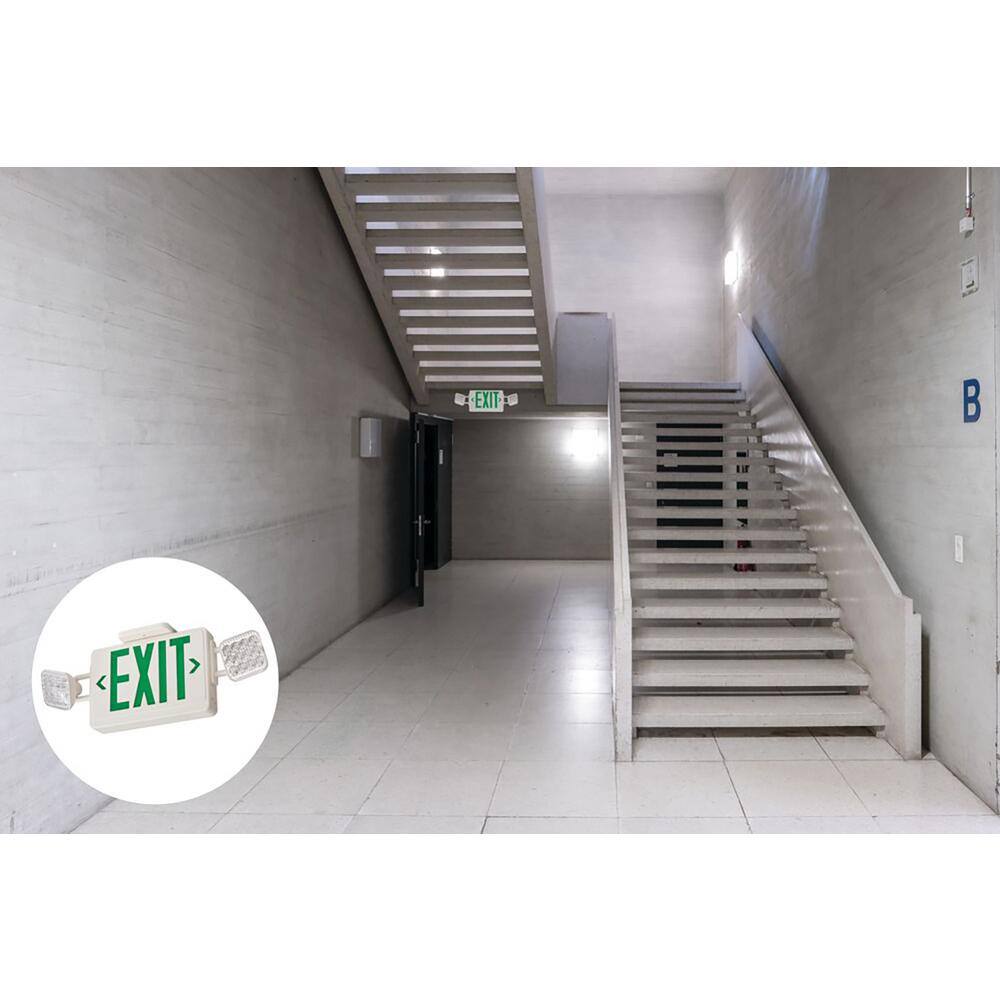 White LED Emergency Exit Sign with Dual Lights