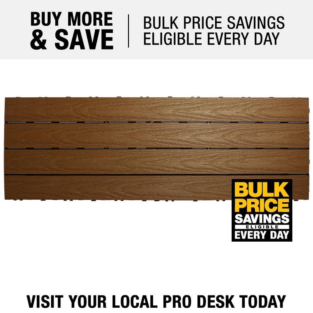 Peruvian Teak 36" x 12" Composite Deck Tile with Water Protection