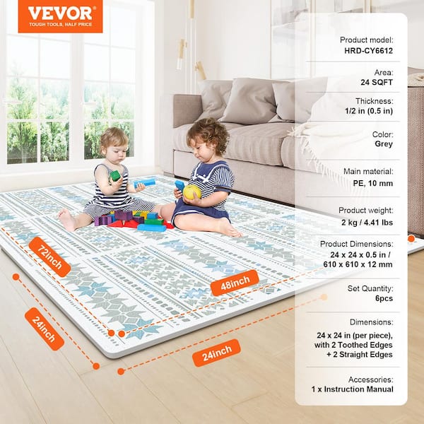 VEVOR Tiles Kids Play Mat Toddler Play Mat with EVA Foam