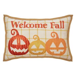 Seasons Crest Orange 14 in. x 22 in. Country Halloween Welcome Fall Decorative Throw Pillow