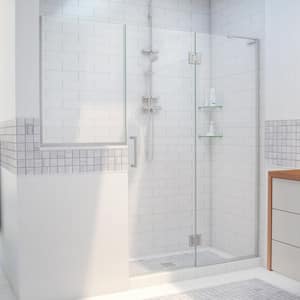 Unidoor-X 72 to 72.5 in. x 72 in. Frameless Hinged Shower Door in Brushed Nickel