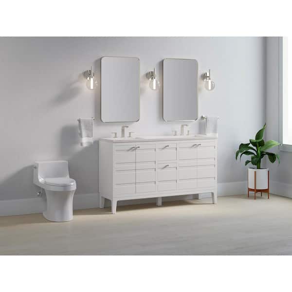 KOHLER Helst 60.12in. Double Sink Freestanding White Bath Vanity with White Quartz Top Assembled