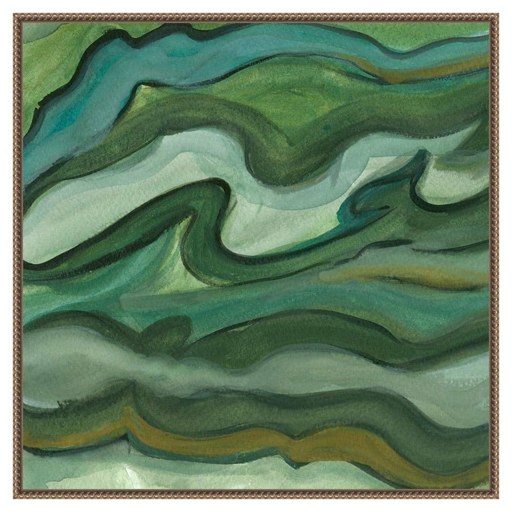 Sea Kelp II Abstract Green Canvas Print with Bronze Frame
