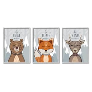 "Be Kind Brave and Clever Phrases Forest Animal" by AE Design Framed Animal Wall Art Print 11 in. x 14 in.