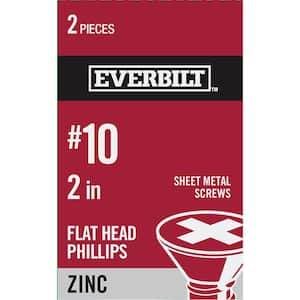 #10 x 2 in. Phillips Flat-Head Sheet Metal Screws (2 Per Pack)