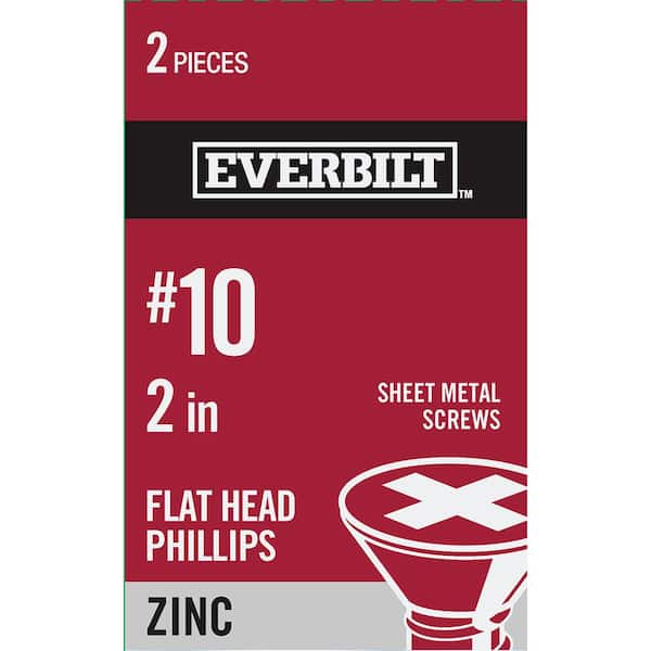 Everbilt #10 x 2 in. Phillips Flat-Head Sheet Metal Screws (2 Per Pack)