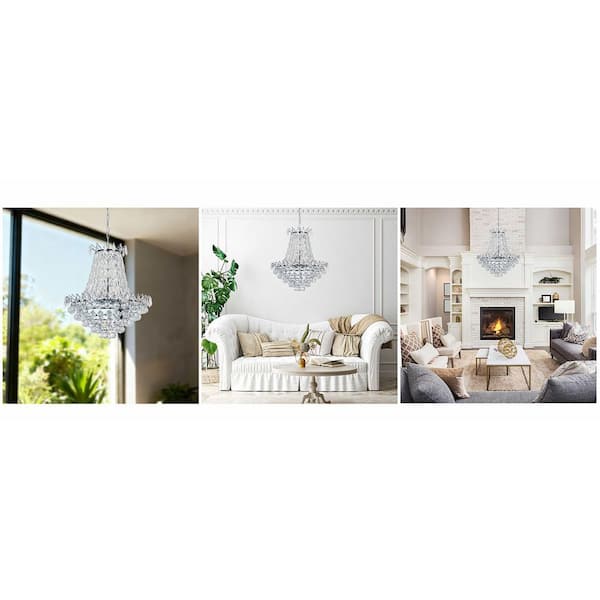 Maxax 9-Light 23.6 in. Chrome Crystal Modern Tiered Dimmable