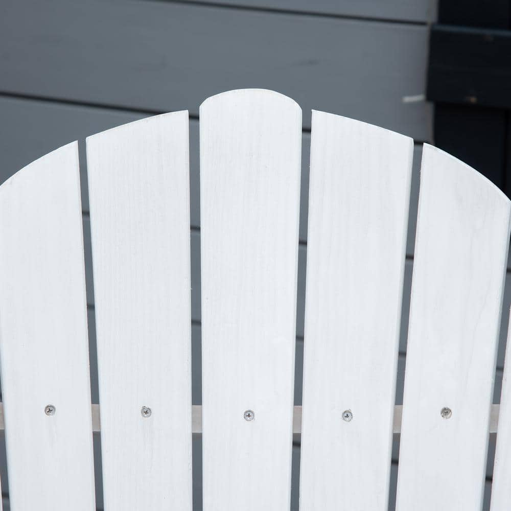 White Fir Wood Folding Adirondack Chair with Ottoman