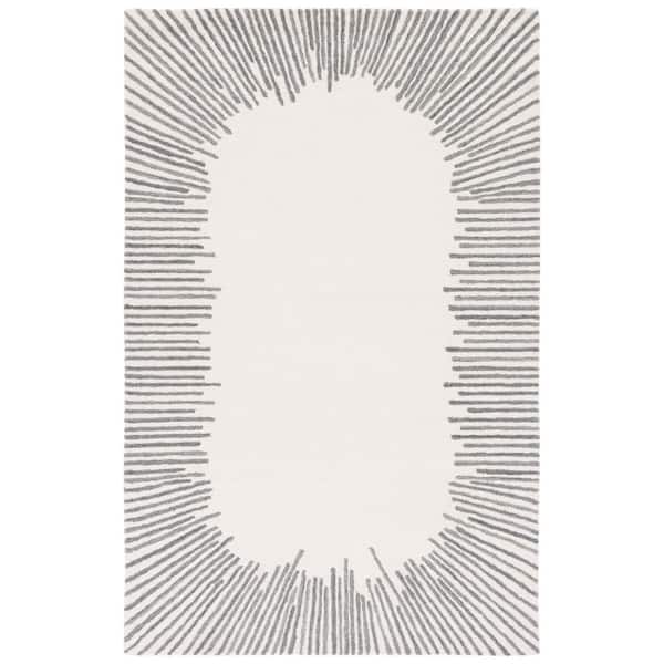 SAFAVIEH Fifth Avenue Ivory/Grey 8 ft. x 10 ft. Border Geometric Area Rug