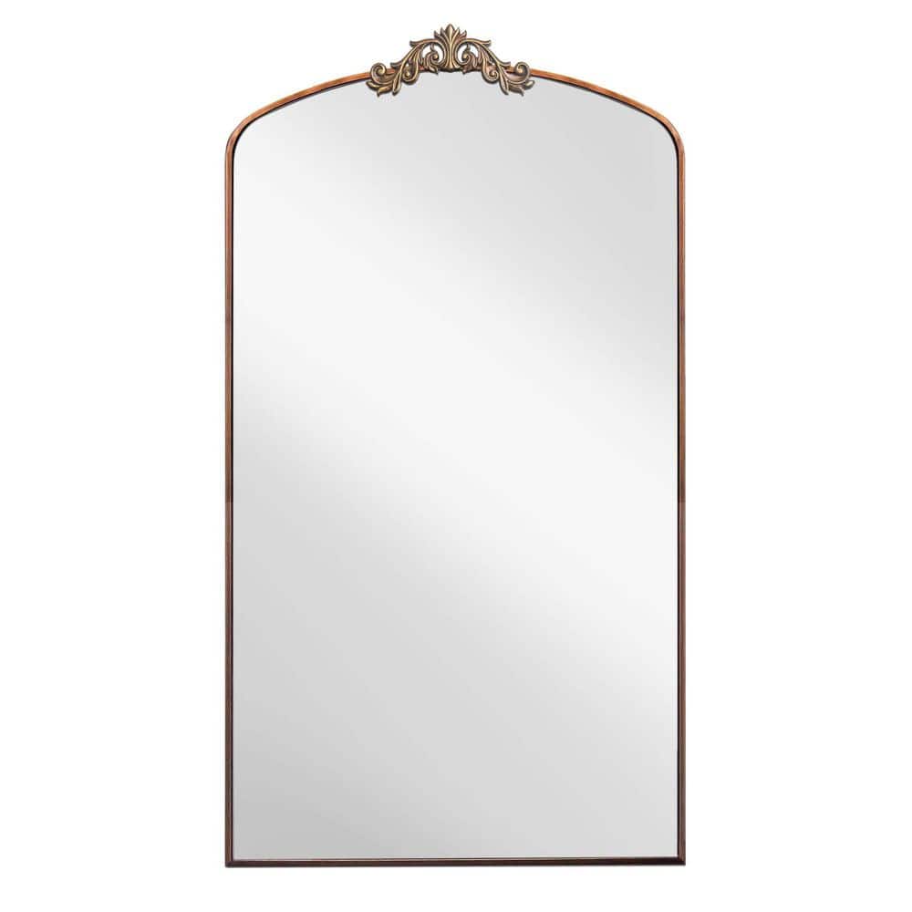 Antique Bronze 36 in. W x 66 in. H Vintage Ornate Arched Floor Mirror for L