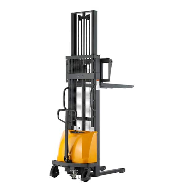 3300 lbs. Walkie Stacker 118 in. Max Lift Height Fixed Legs Semi Electric Stacker Pallet Stacker with Adjustable Forks