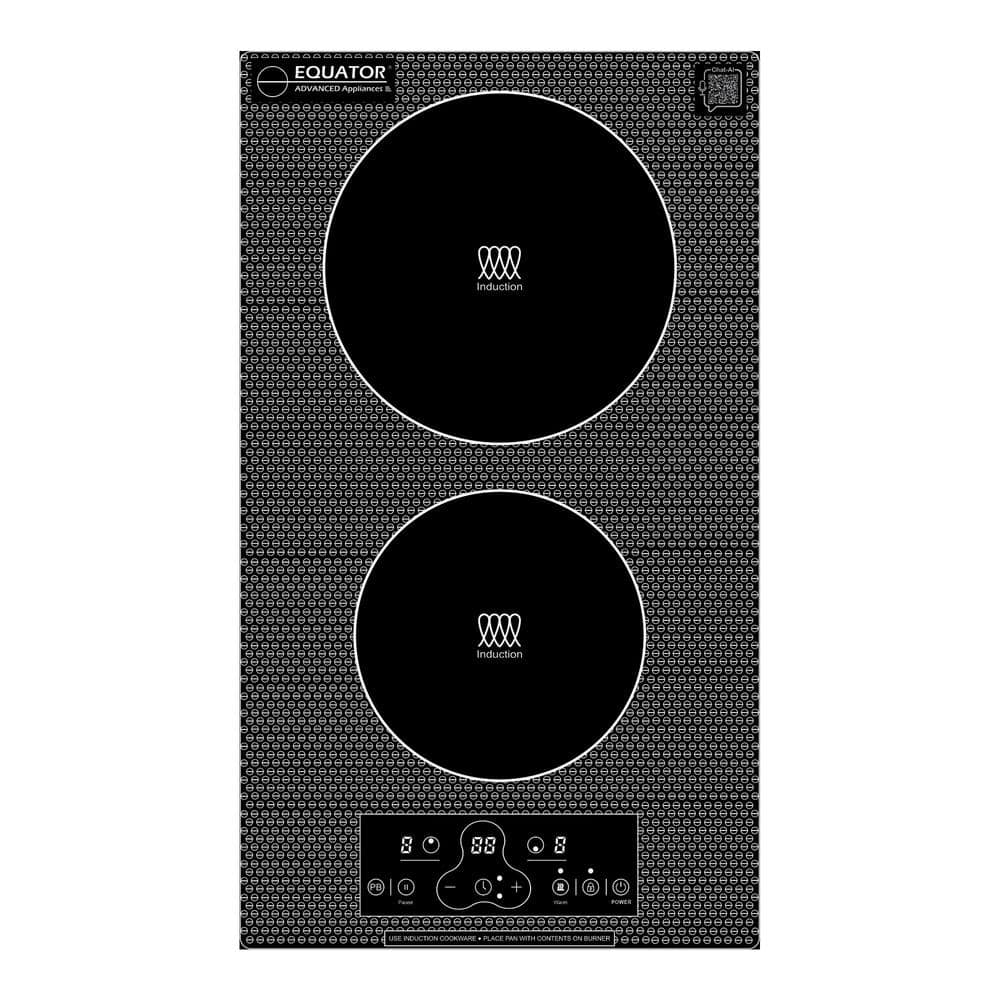 12 in. Built-In/Freestanding Glass Surface Electric 2 Elements Vertical Induction Cooktop 110-Volt in Black ED