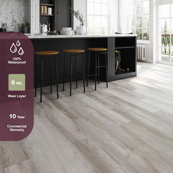 Useppa Island Oak 6 MIL x 7.2 in. W x 42 in. L Click Lock Waterproof Luxury Vinyl Plank Flooring (25.2 sqft/case)