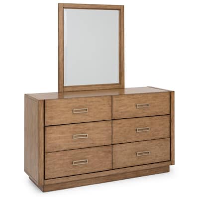 Big Sur 6-Drawer Brown Dresser with Mirror 32 in. x 56 in. x 18 in.