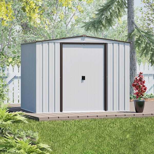 Arrow Newport 8 ft. W x 6 ft. D Coffee Galvanized Metal Shed with