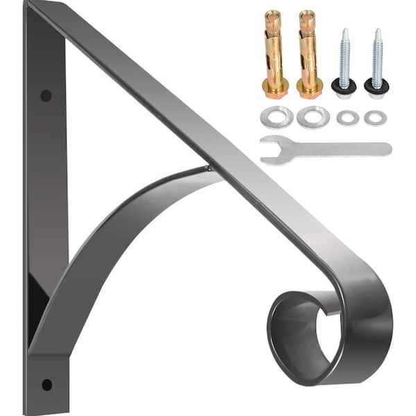 VEVOR Wrought Iron Handrail 61.7 lbs. Load Iron Stair Railing Fit 1 or 2 Steps Stair Railing Outdoor Handrails