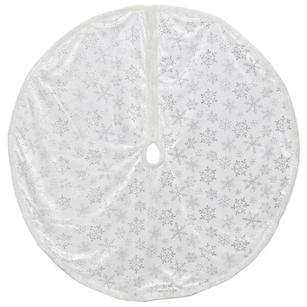 Northlight 48 in. Silver and White Snowflakes Christmas Tree Skirt ...