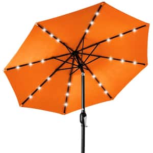10 ft. Market Solar LED Lighted Tilt Patio Umbrella with UV-Resistant Fabric in Orange