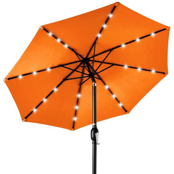 Best Choice Products 10 ft. Market Solar LED Lighted Tilt Patio Umbrella with UV-Resistant Fabric in Orange