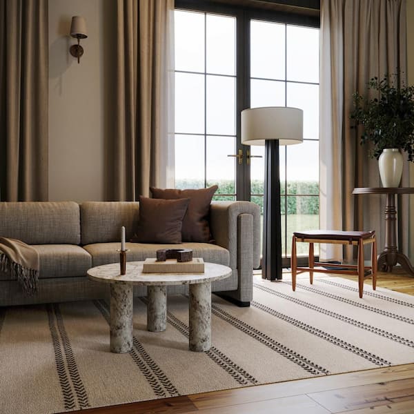 Nate Berkus x Rugs York Striped Wool Cozy Grey 3 ft. x 5 ft. Indoor Area Rug