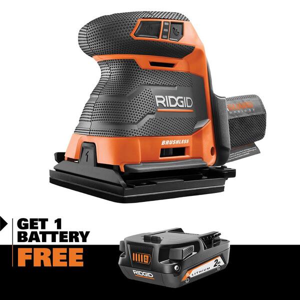 Ridgid 18V Brushless Cordless 3-Speed 1/4 Sheet Sander with 2.0 Ah Lithium-Ion Battery
